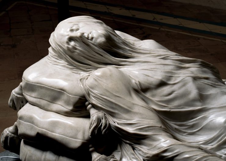 Parte della statua del Cristo Velato, una delle più importanti opere preservate a Napoli (museosanse