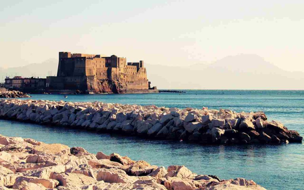 naples'sea with castle and blue sea